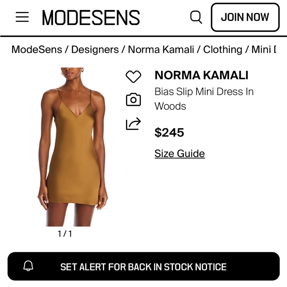 Norma Kamali Bias Mini Dress in Woods
